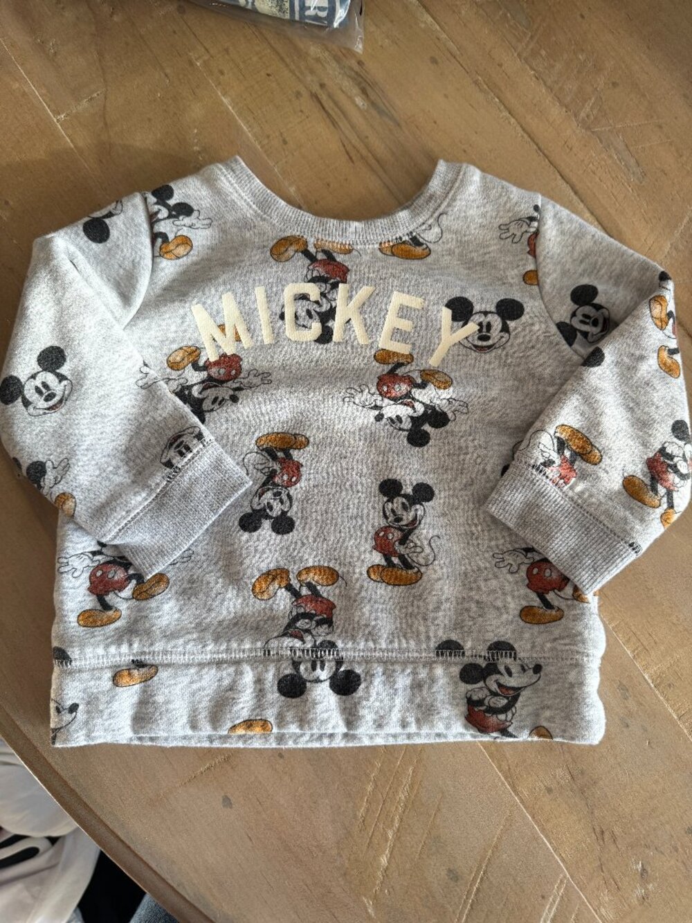 Disney Mickey Mouse All Over Print Heather Gray Toddler Pullover Sweatshirt